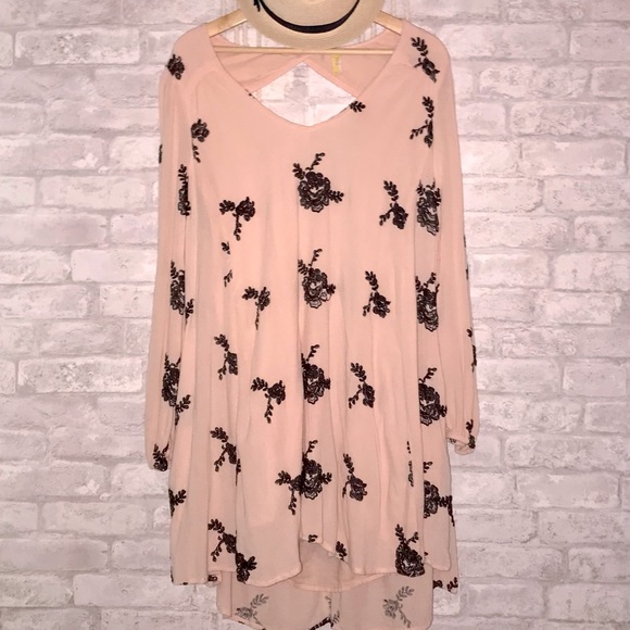 Free People Emma Austin Pink Blush Long Sleeve Flowy Mini Dress - Picture 3 of 10